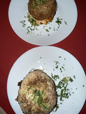 Balkan burger and gf pulled pork burger   at Szabad Bisztro in Budapest