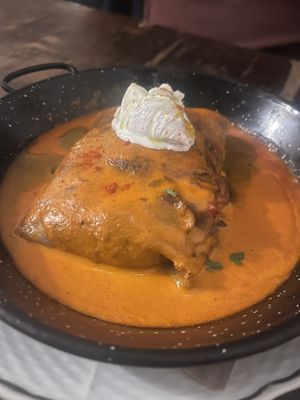 salty pancake filled w mushrooms  at Szabad Bisztro in Budapest