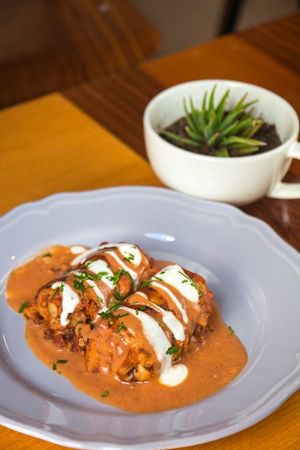 Hungarian stuffed pancake at Szabad Bisztro in Budapest