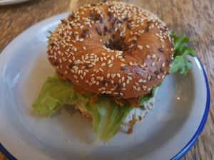 No fish bagel at Szabad Bisztro in Budapest