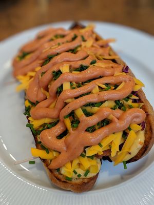 Hot dog at Szabad Bisztro in Budapest