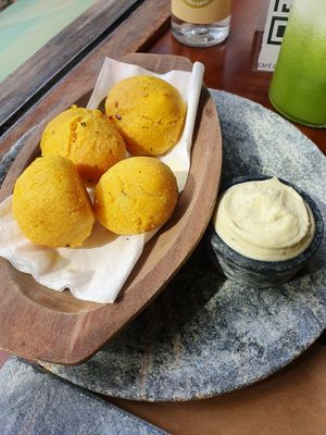 Pão de queijo vegan at Banana Verde in Sao Paulo