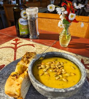 Pumpkin soup at Banana Verde in Sao Paulo