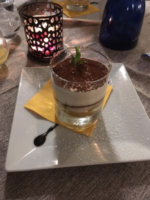 vegan tiramisu  at Vecchi Ricordi da Gimbo in Cene