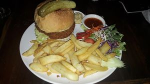 Falafel Burger and Fries at Archers in Chiang Mai