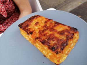 Pumpkin quiche (vegetarian) at Buenas y Santas in Madrid