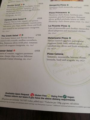 The explanation of 'vegan' tick at Urth Caffe in Riyadh