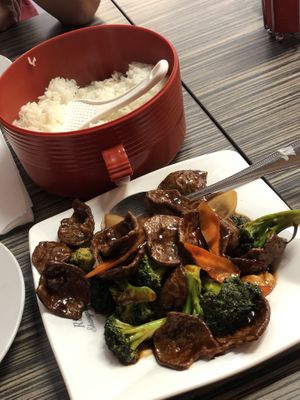 Soy beef and broccoli  at Rui's Shanghai Bistro in Redlands