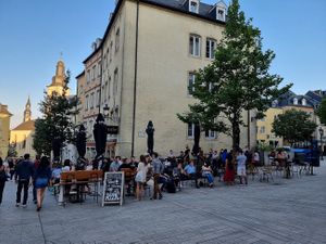 large outdoor seating at The Tube Bar in Luxembourg City
