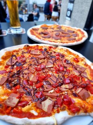 two pizzas at The Tube Bar in Luxembourg City