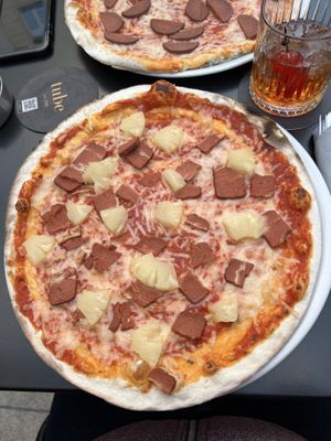 Hawaiian pizza  at The Tube Bar in Luxembourg City