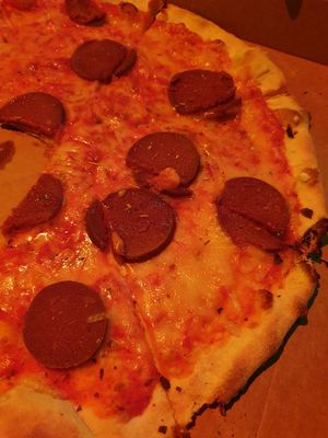 seitan pizza at The Tube Bar in Luxembourg City