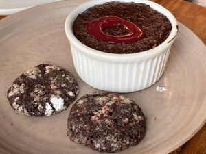 Chocolate raspberry dessert  at Greens Restaurant in San Francisco