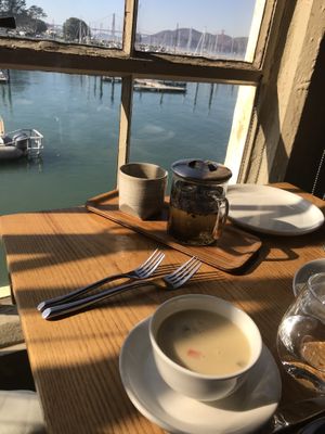 Beautiful view with a cozy brunch  at Greens Restaurant in San Francisco