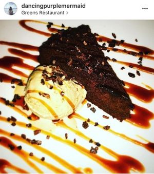 Dessert vegan chocolate cake at Greens Restaurant in San Francisco