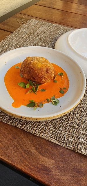 Corn fritter ala delish at Greens Restaurant in San Francisco