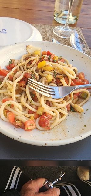 Spaghetti 'aglio e olio' at Greens Restaurant in San Francisco