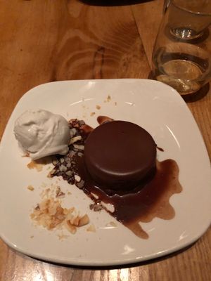 Vegan chocolate mousse  at Greens Restaurant in San Francisco