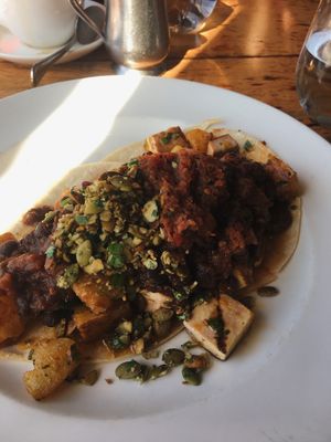 pupusas with tofu at Greens Restaurant in San Francisco