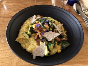 Summer squash and chanterelle mushroom at Greens Restaurant in San Francisco