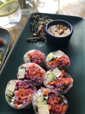 Spring rolls with peanut sauce at Greens Restaurant in San Francisco