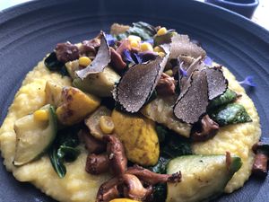 Polenta with mushrooms and squash at Greens Restaurant in San Francisco