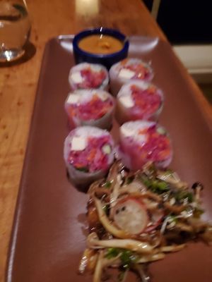 Spring rolls blurry ! at Greens Restaurant in San Francisco