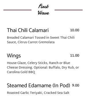 App menu - Edamame 10-1-20 at The Surf in Fernandina Beach