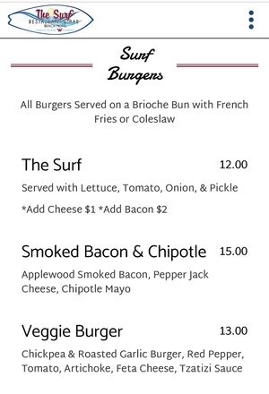 Veggie Burger - watch out for condiments and roll 10-1-20 at The Surf in Fernandina Beach
