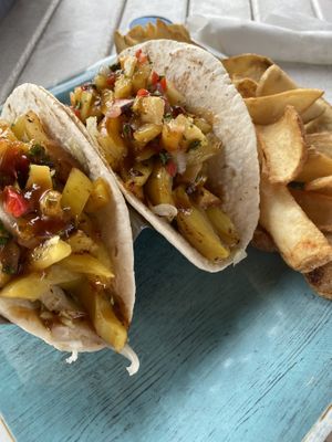 Veggie tacos.  at The Surf in Fernandina Beach