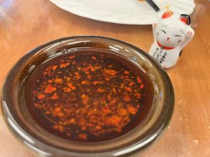 Sauces available to your liking  at Loving Hut in Tokyo