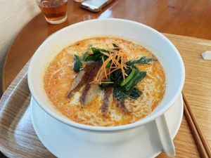 spicy ramen. delicious at Loving Hut in Tokyo