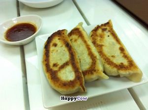 large dumplings at Loving Hut in Tokyo