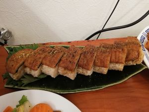 Vegan eel sushi at Loving Hut in Tokyo