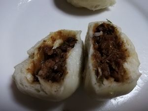 Vegan pork bun at Loving Hut in Tokyo