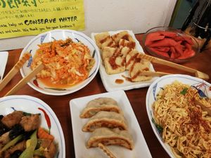 The buffet at Loving Hut in Tokyo