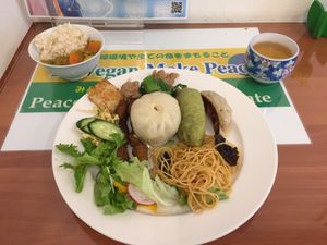 From the lunch buffet... at Loving Hut in Tokyo