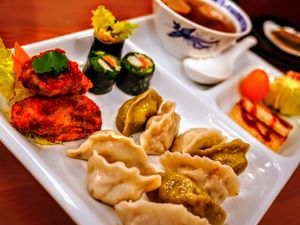 Dinner set meal at Loving Hut in Tokyo