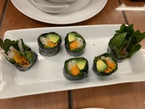 Veggie rolls  at Loving Hut in Tokyo