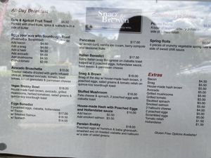 Food menu at Snag & Brown in Annerley