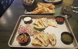 Chips and multiple salsas  at Social Cantina in Bloomington