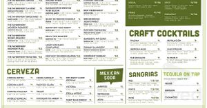 Menu at Social Cantina in Bloomington