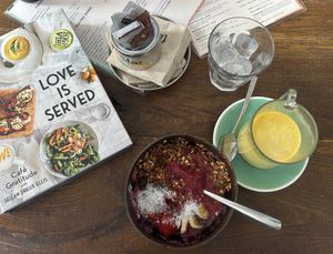 power bowl, golden latte  at Tidore Food in Zarautz