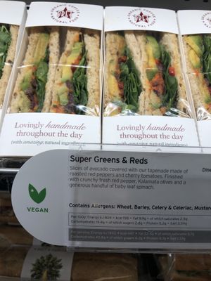 Super green vegan sandwich  at LGW - Pret A Manger - NT in Horley