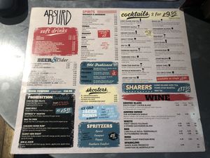 Menu 2 at Absurd Bird in Exeter