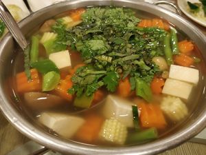 Clear tom yum soup at A-Roy Thai in Central Singapore