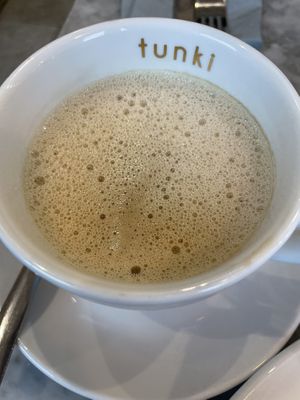 Oat latte (already started drinking haha)   at Granny Dowbekins Tearooms in Penrith