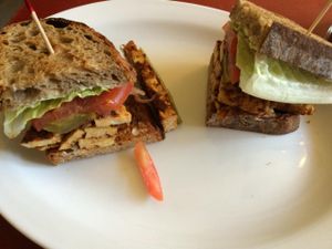 Barbeque Tempeh Sandwich - it was meh. at Herbivore - Mission District in San Francisco
