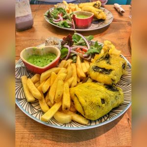 Tofish and chips ❤️ at Ultimate Vegan Cafe in Lichfield