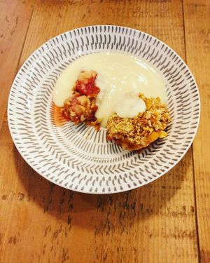 Gluten free crumble at Ultimate Vegan Cafe in Lichfield